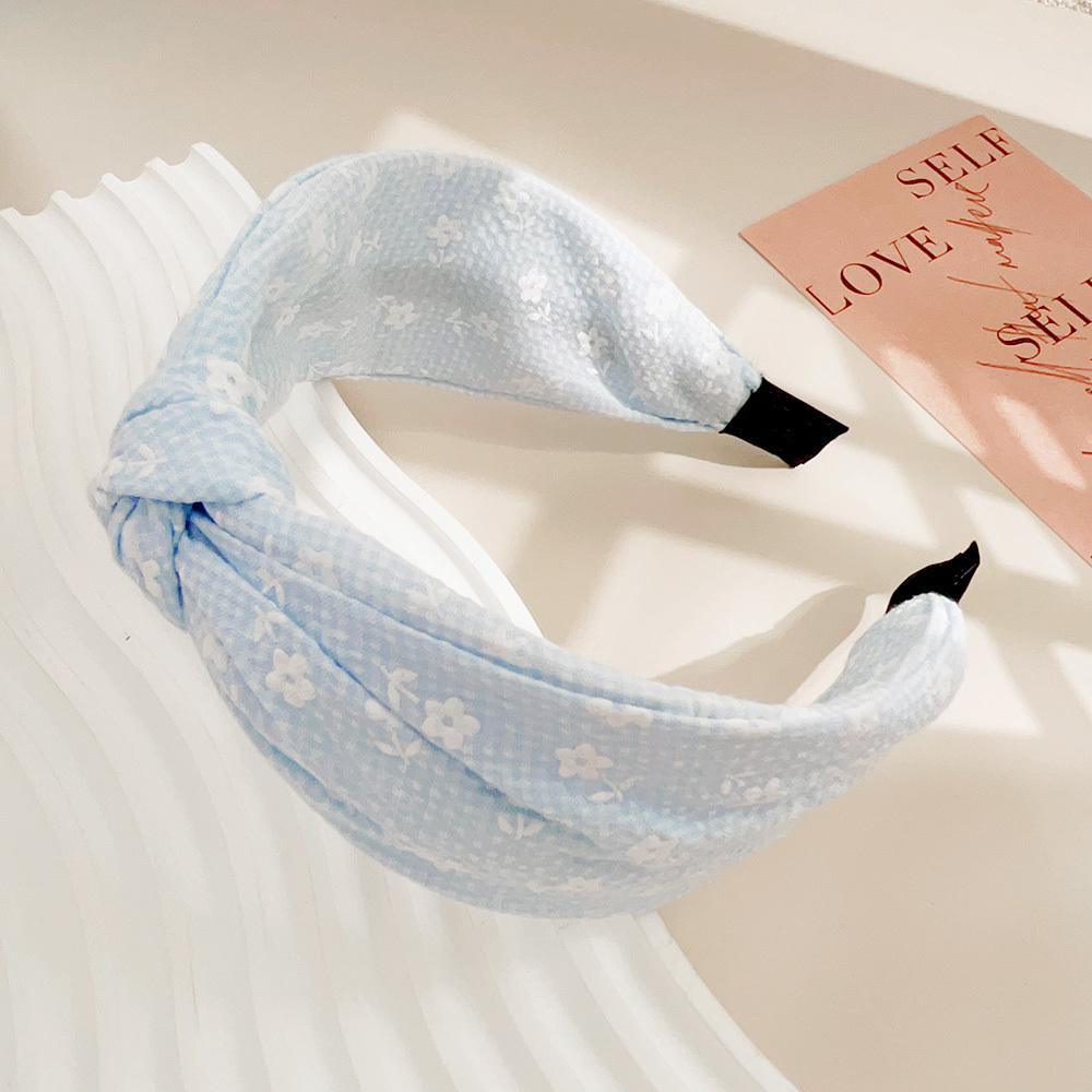 

Новые аксессуары для укладки волос 2025 года Маленькие цветочные повязки на голову для женщин девочек Мягкие широкие обручи Большой бант Перекрестная повязка на голову Летний подарок B-Blue