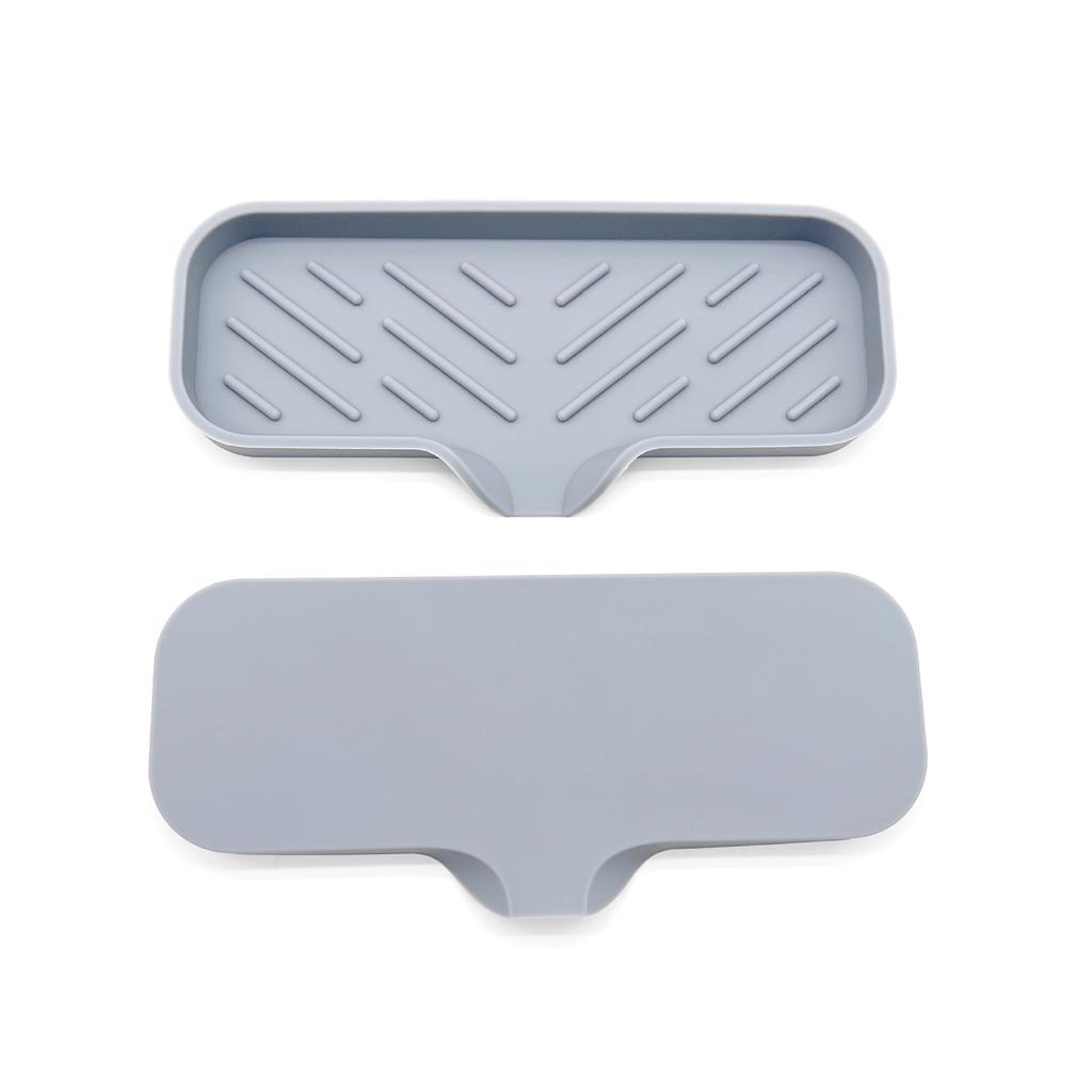 Sink Silicone Tray with Drain Soap Sponge Storage Holder Countertop Sink Scrubber Brush Soap Storage Rack Kitchen Organizer
