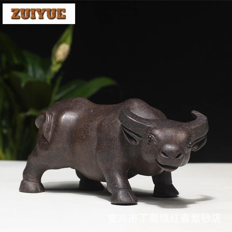 Yixing Zisha Zodiac Ox Tea Pet Creative Lucky Model Tea Figurine Play Toys Tea Statue Ornaments Can Be Raised Supplies Craft
