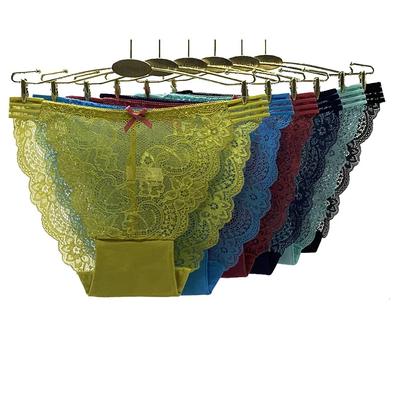 Woman Cotton Underwear Sexy Lace Briefs Transparent Bikini Panties Underpants Knicker Lingerie 6 Pcs/set