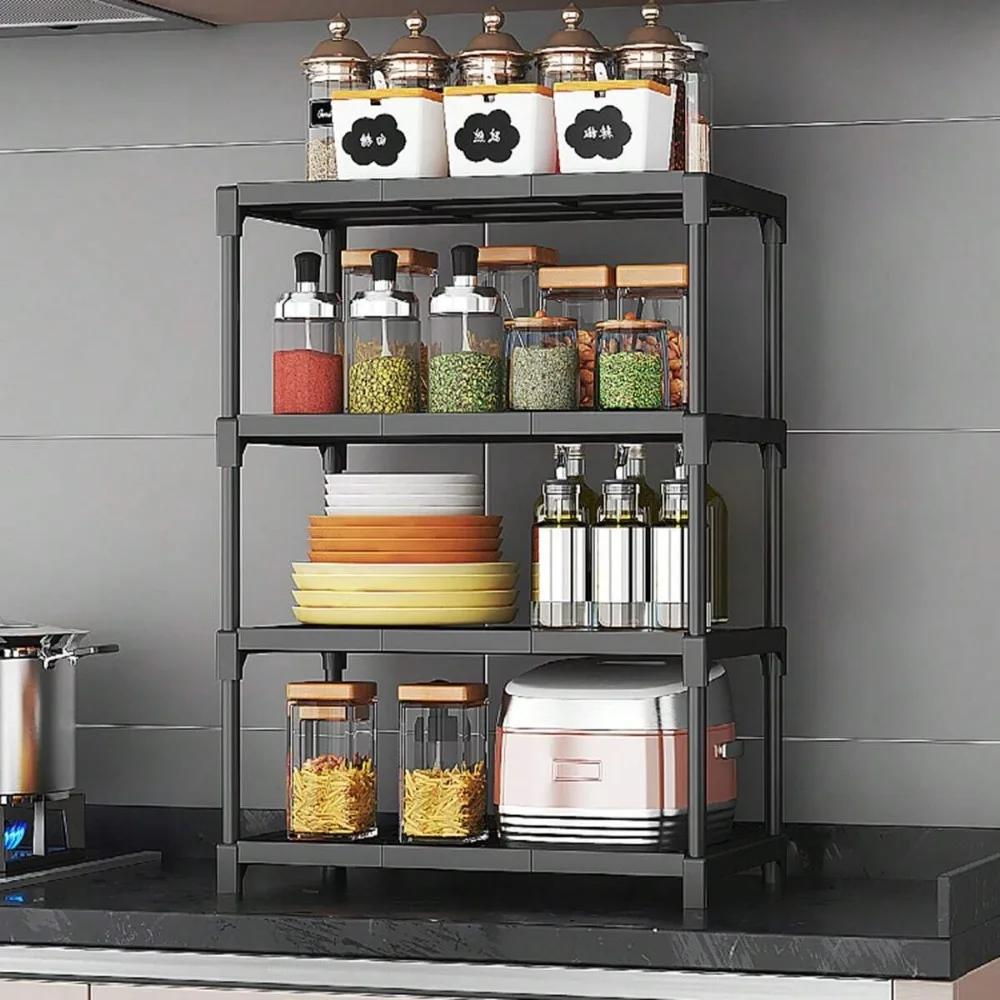 2/3/4-Tier Organizer Rack Seasoning Shelf Organizer For Home Bathroom Storages Racks Kitchen Oven Microwave Pot Storage Shelf