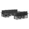 Outdoor Sofa Set 10 Pcs Black and Dark Grey Polyester