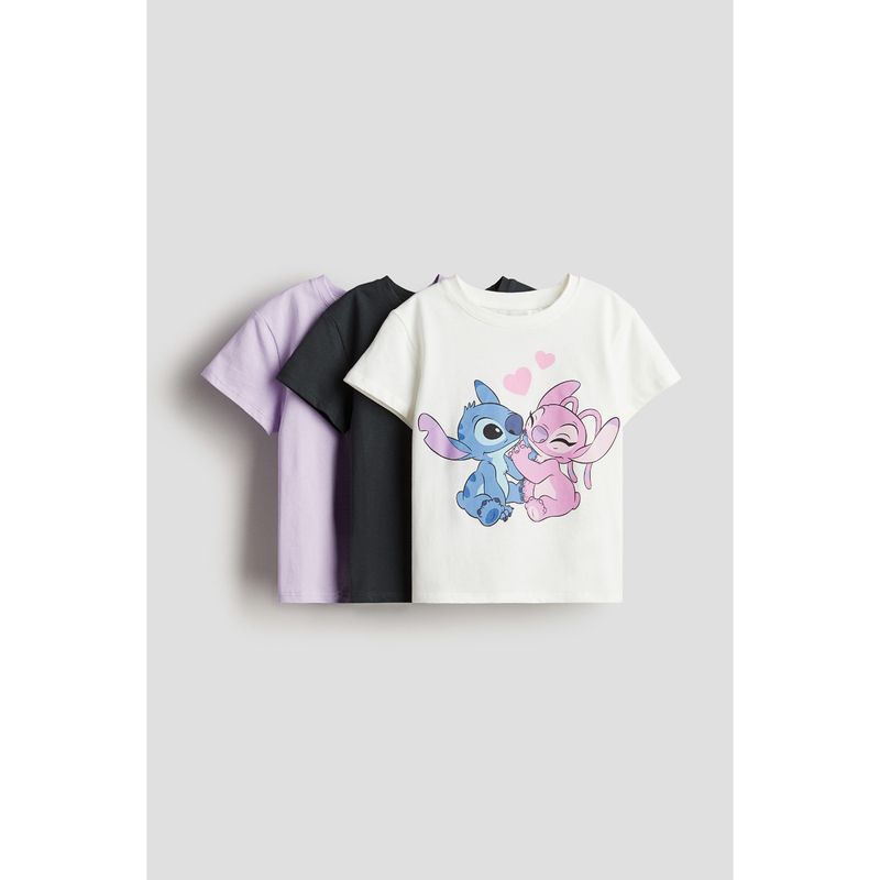 

[Серия Disney] HM Детская одежда для девочки 3 предмета Осень Звезда Принт Бэби Стич Короткий рукав 0937175 White/Star Baby 120/60