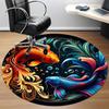 1pc Koi Fish Artwork Carpet, Round Non Slip Durable Large Size Office Carpet, Suitable for Office
