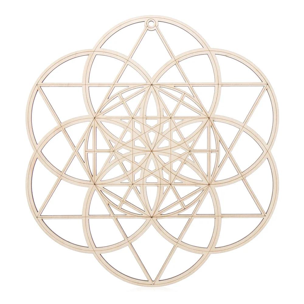Flower Of Life Energy Mat Slice Wood Base Wooden Wall Sign Laser Cut Handmade Coasters Making Sacred Geometry Ornament Decor