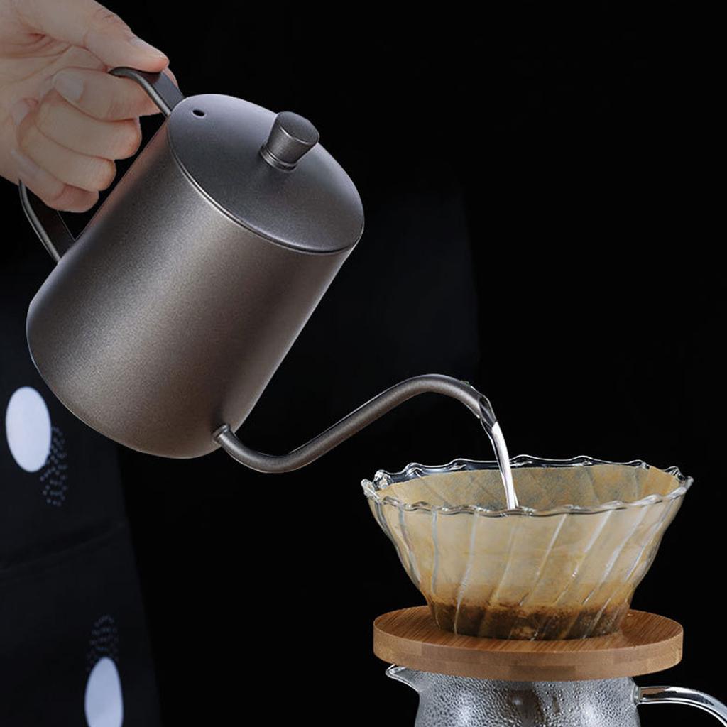 Black 304 Stainless Steel Gooseneck Kettle 250ml Ergonomic Handle for Precise Pouring of Home Office Pour Over Coffee