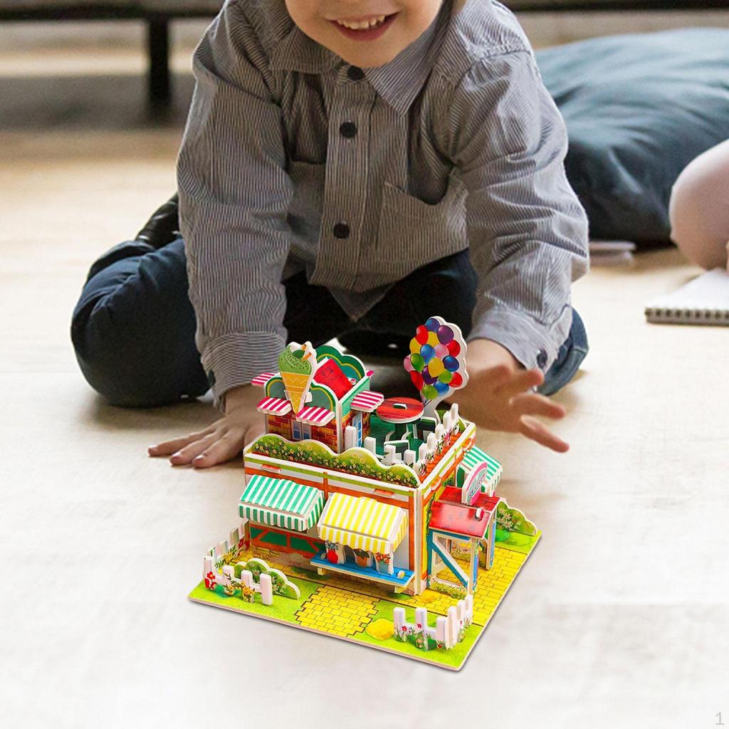 3D House Puzzle for Girls, Child Aged 6-12, Paper Cardboard Mini Craft , Creative DIY