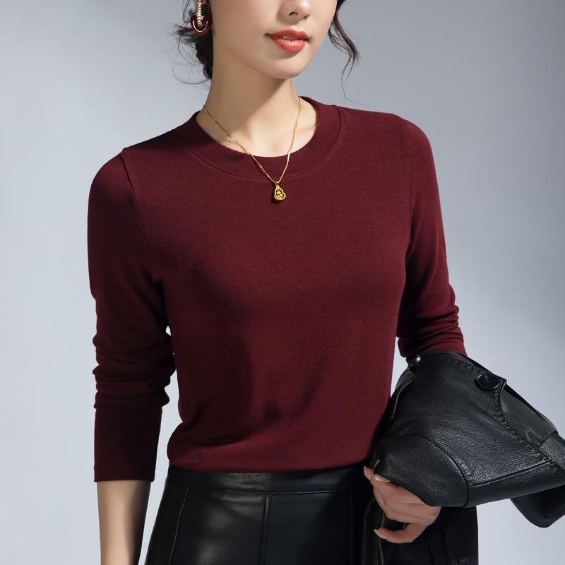 White Long-sleeved Women's Summer New Commuter Inner Shoulder Crew Neck Bottoming Shirt Xinjiang Cotton Top