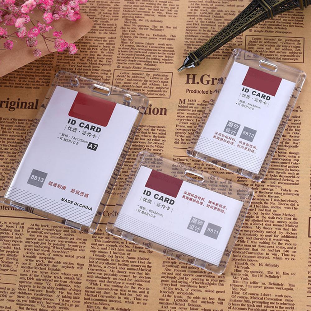 Acrylic Plastic Work Card Holders Multi-use Hard Plastic Badge Work ID Card Holder Protector Cover Case ID Card Holder