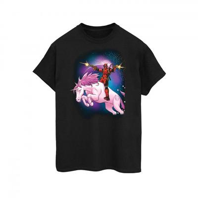 Camiseta feminina/feminina Deadpool Space Unicorn Boyfriend Fit Cotton Boyfriend