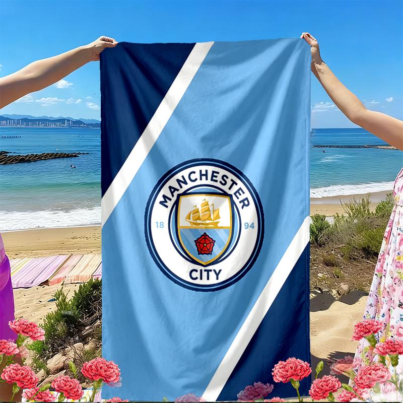 Manchester City FC Print Strandtuch, Vielseitiges Leichtes Saugfähiges Strandtuch für Pool Surfen Yoga Badezimmer, Perfektes Geburtstags-Urlaubsgeschenk