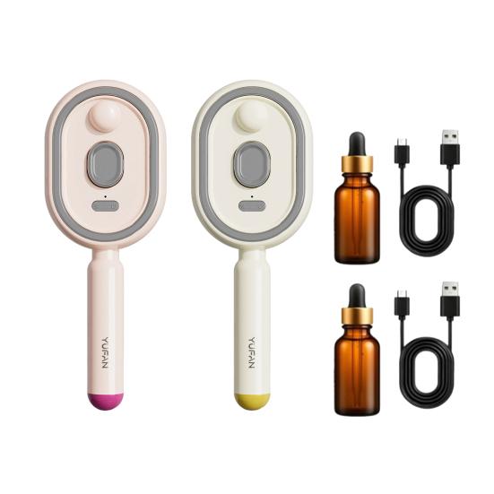 1/2Pcs Electric Spray Air Cushion Brush, USB Rechargeable Misting Massage Brush, Anti-Frizz Self-Cleaning Steam Comb for Dry Damaged Hair