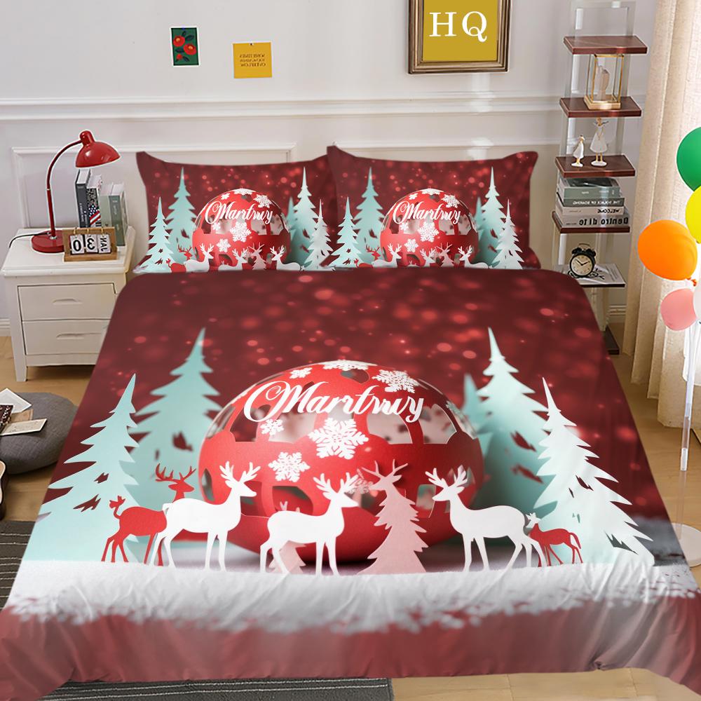 Kemila 3D Bedding Set Christmas Elk Pattern Duvet Cover Comforter Bed Linen Single Twin Full Queen Size Kids Girl Boys Gift Home Decor