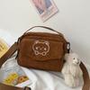 Bärenmuster Reißverschluss Mode Einfarbige Handytasche Damen Handtasche Umhängetasche Stofftasche