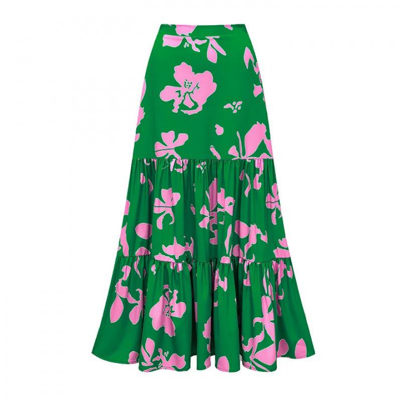 2024 Floral Cross-Back One-Piece Swimsuit and Skirt Set for Women – Trendy European and American Vacation Style