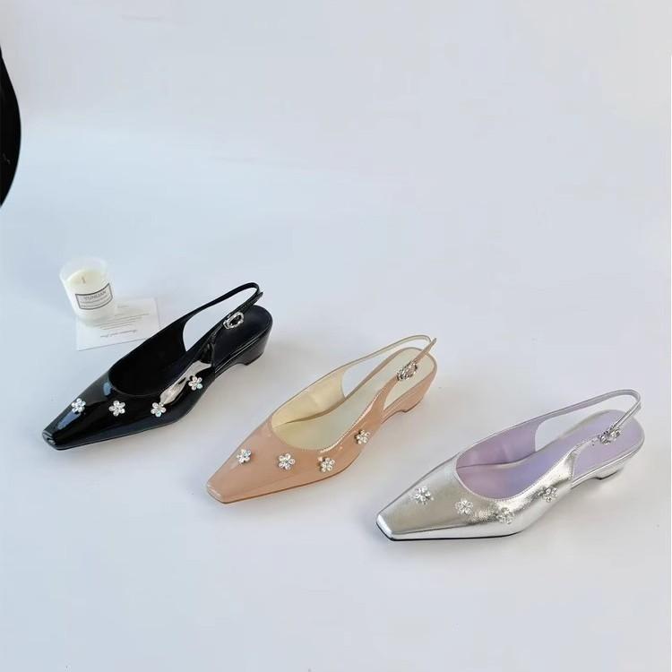 Sheepskin version~ high-end retro bag head sandals women's summer new thick heel French back strap temperament single shoes