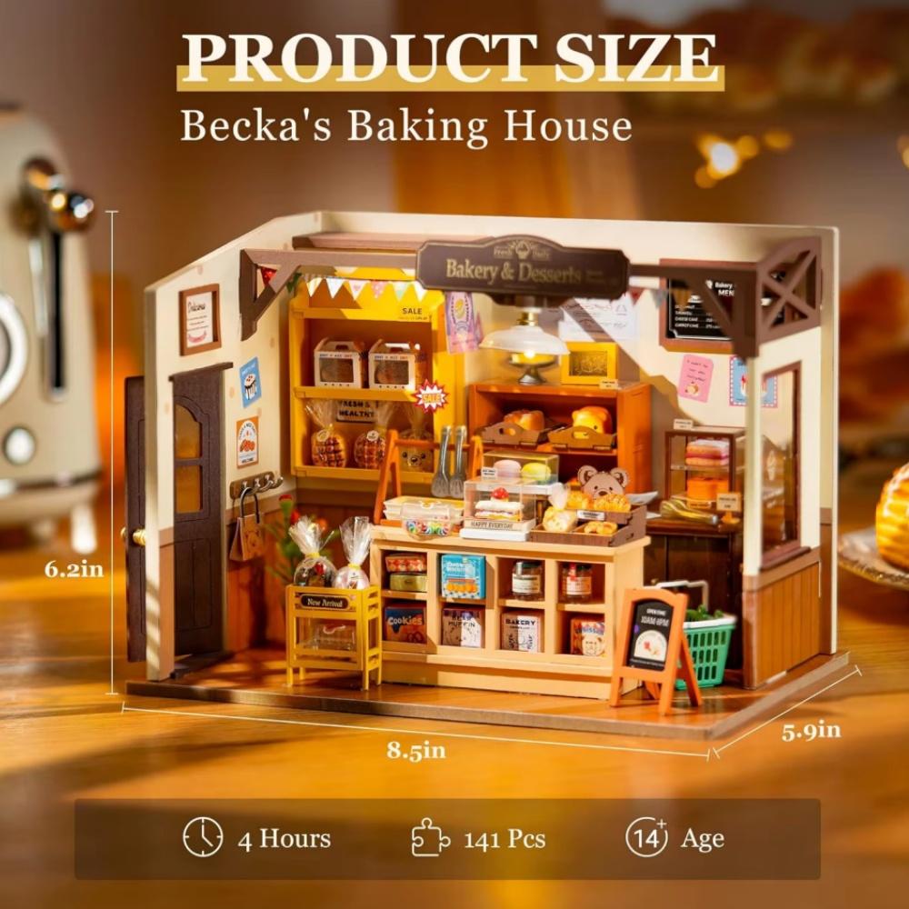 25СМ Robotime Rolife Пекарня Бекки 3D Пазл DIY Миниатюрный Кукольный домик Набор Удивительный подарок для детей DG161