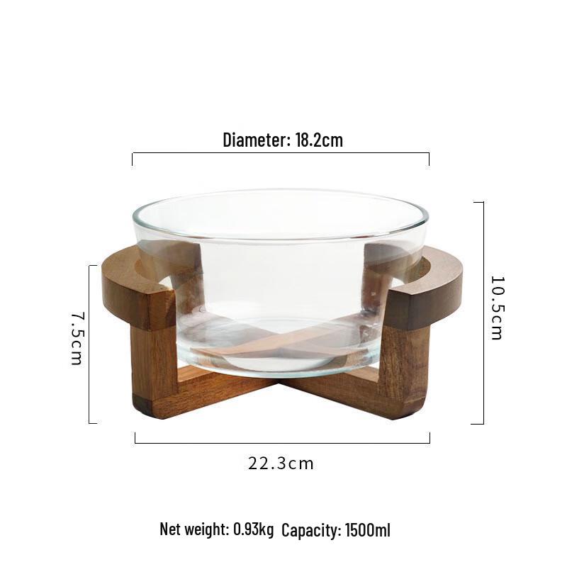 

Acacia Wood Stand Glass Fruit Bowl