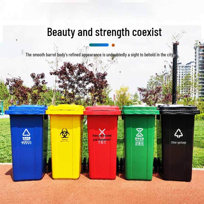 Ouzhuo 100L Blue Flip Lid Wheeled Recyclable Waste Bin
