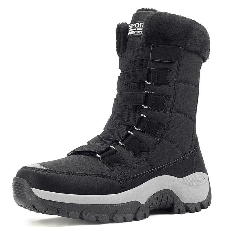 Women's Outdoor Waterproof Snow Boots Lightweight Non-Slip Walking Hiking Mid-Calf Ankle Booties for Women Lace-Up Winter Warm Faux Fur Lined Boots