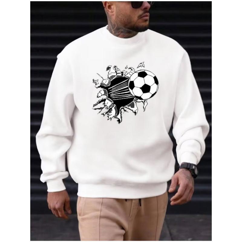 

Men s Crew Neck Sweatshirt, Polyester Fabric, Loose Fit Pullover Sweatshirt for Casual Wear XXL білий