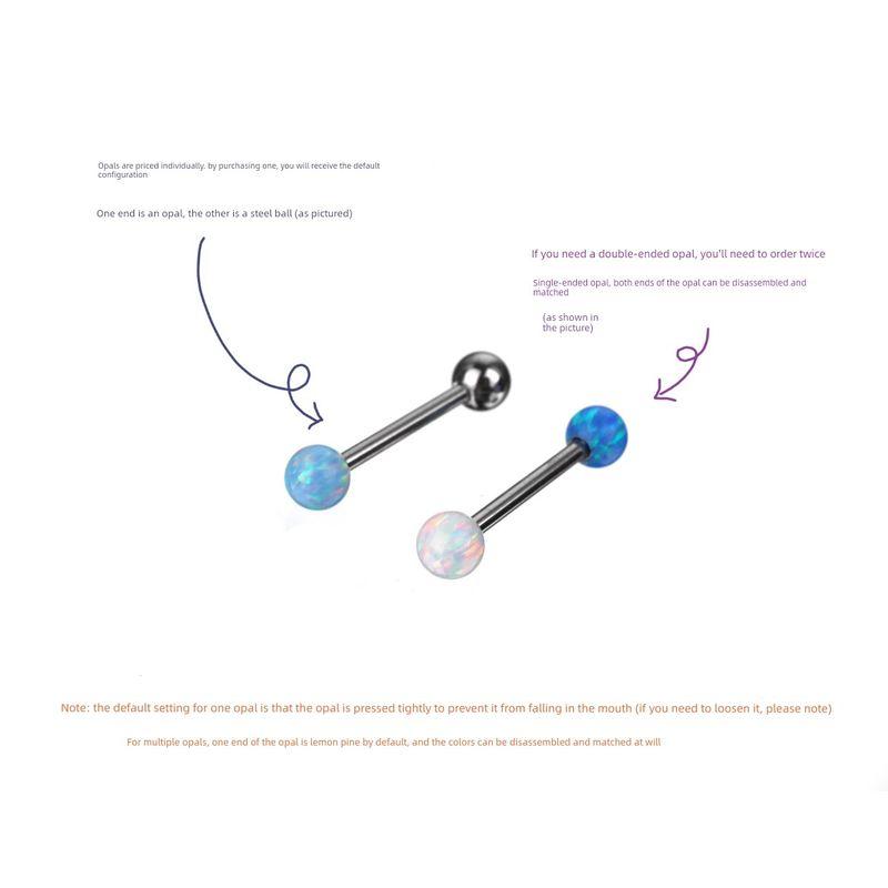 

Shinma Import Opal Flash Opal Tongue Pin Opal Double-Headed Tongue Ring External Thread Niche Accessories Titanium Steel Ear Studs Price Includes Opal, Stem, and Steel Ball