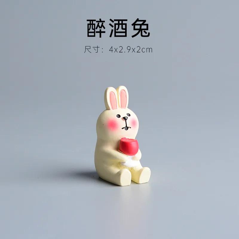 ZAKKA Cute Cartoon Tea Cat Ornament Resin Figurines Crafts Dollhouse Sushi Package Miniature Home Decor Desktop Accessories Gift