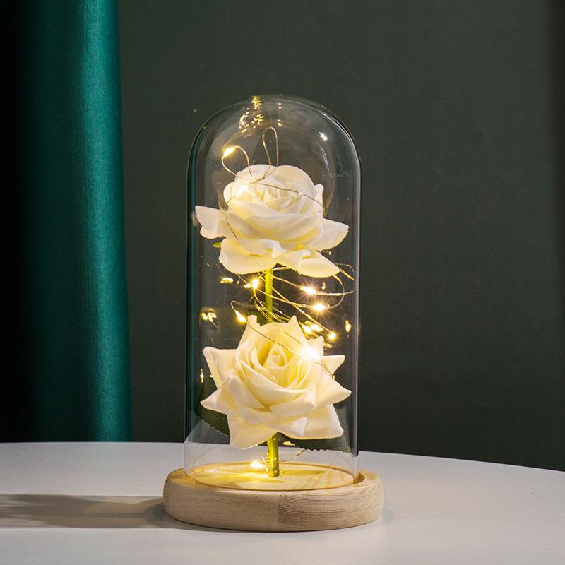 

Eternal Red Rose Luxurious Gold Foil Flower LED Glass Dome Beautifully Packaged Forever For Home Decoration Anniversary Gift білий