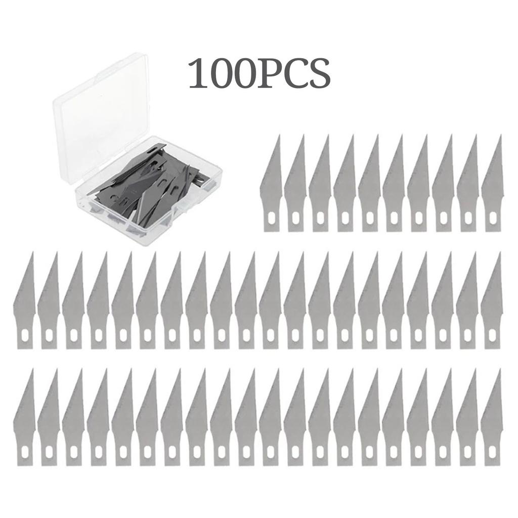 Engraving Knife Blades Metal Scalpel Knife 100/200Pcs Wood Carving Knife Blade Replacement Art Blades Sculpture Cutting Tools