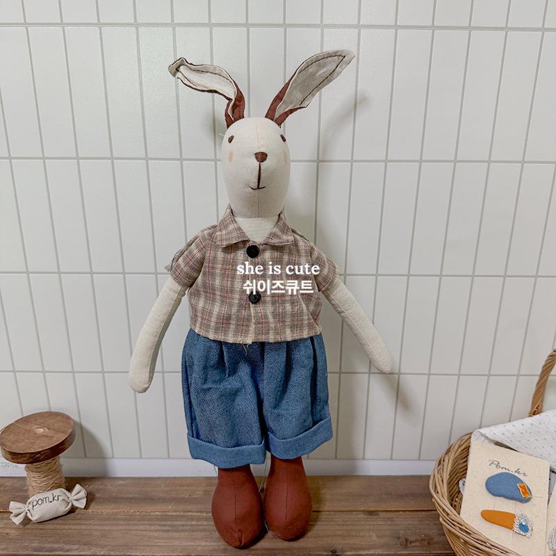 Nordic Handmade Long-Legged Rabbit Doll - Cotton Linen Fabric, Standable, Perfect Birthday Gift Ornament for Kids.