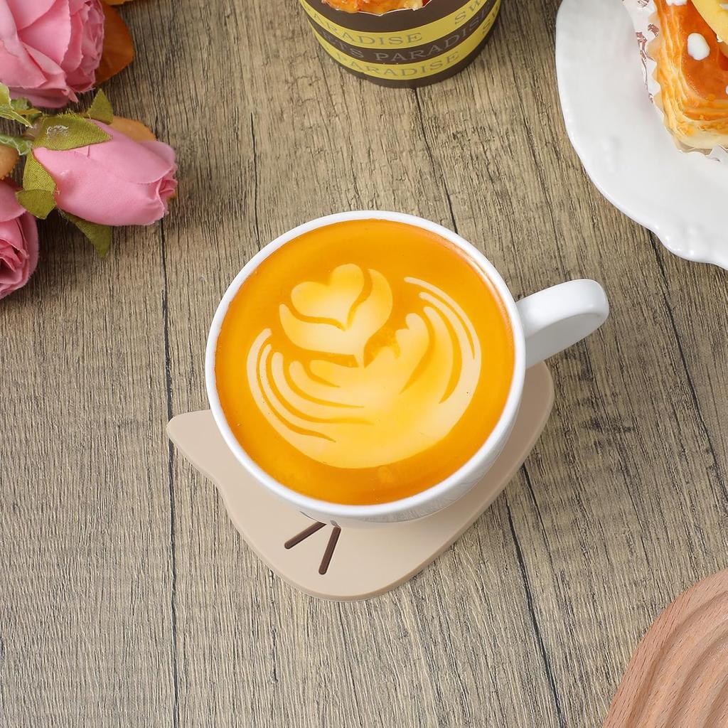 4Pcs Funny Cat Coasters for Drinks, Cute Cat Cup Holder, Silicone Small Coasters for Coffee Table Dinning Room Decorations Non Slip Hot Pads for