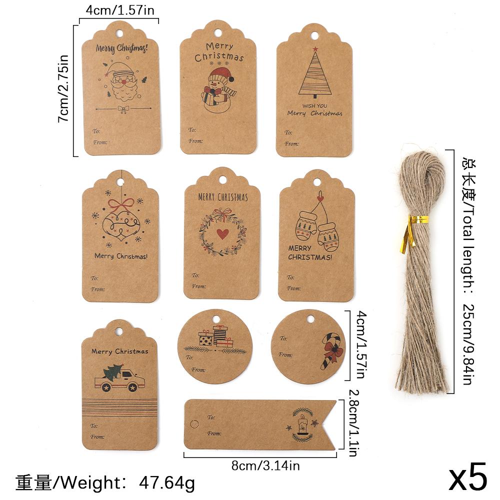 50Pcs Paper Card Christmas Decoration Hanging Christmas Tree Pendant Ornament Santa Claus Xmas for Home Decor DIY Party Supplies