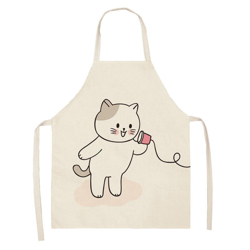 Cooking Home Kitchen Apron Cartoon Cat Print Sleeveless Color Apron Men Women Baking