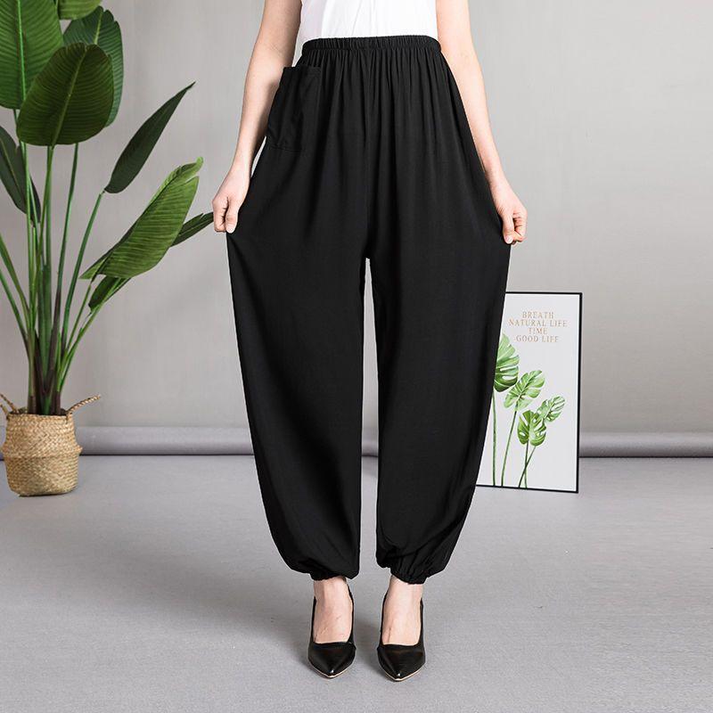 

Unisex Cotton Silk Loose Lantern Pants for Dance, Yoga, Tai Chi, and Fitness XL 40-55 kg чёрный