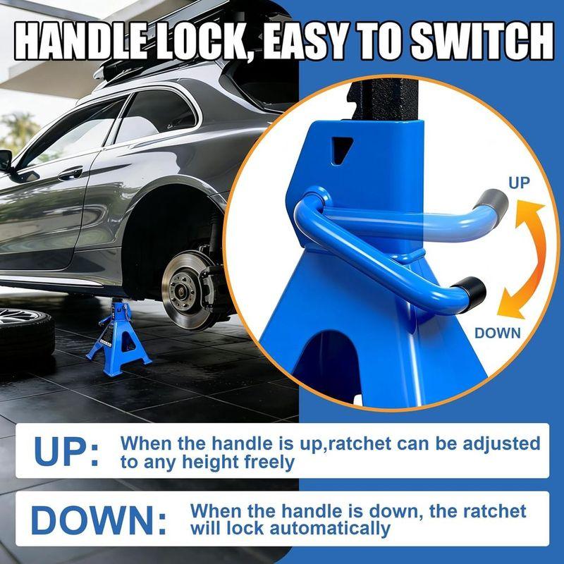 Heavy-Duty 6 Ton Jack Stands, 13,200 LB Capacity, Double Pin Lock, Adjustable 15.6-23.4, Blue Pair for Vehicle Lifting