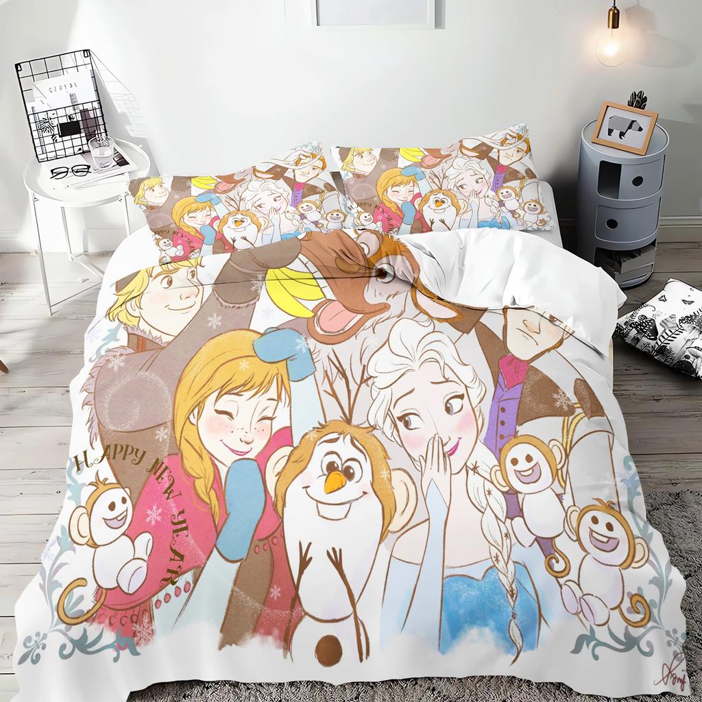 Frozen Princess Elsa and Anna 3-Piece One Piece Bedding Set Comforte Luxus Exquisite Birthday Gift 100% Polyester Home Decor