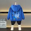 Spring and Autumn 1 2 3 4 5 6 Years Boys Coats Patchwork Cartoon Dinosaur Pattern Hooded Windbreaker Leisure Overcoat for Kids Birthday Present