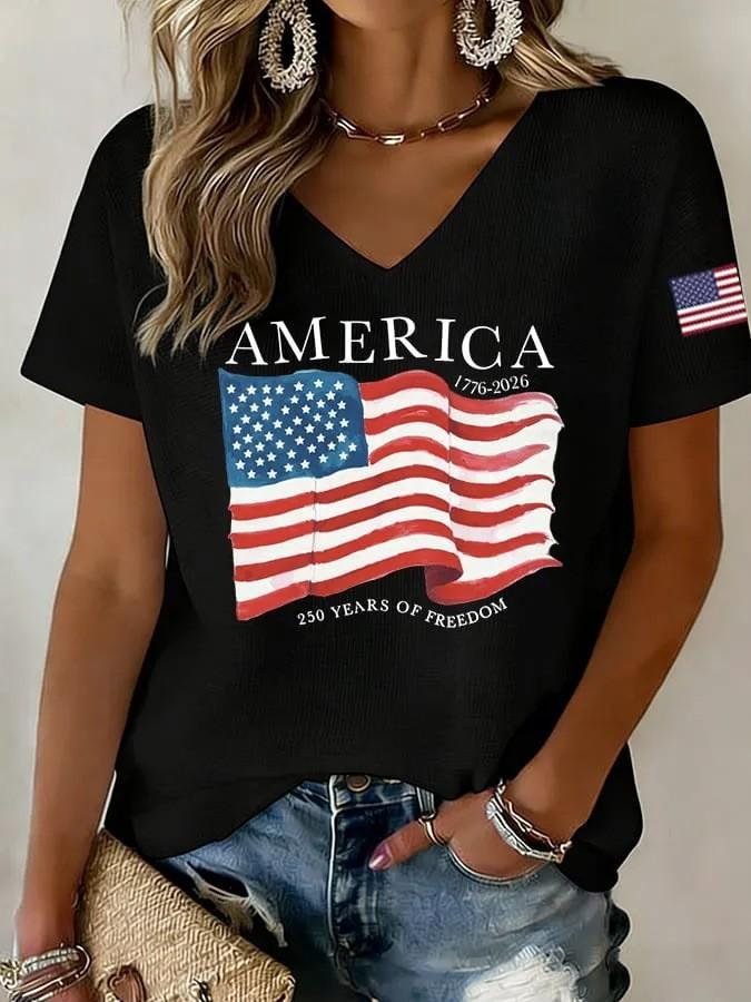 European and American Style Women's Clothing Casual V-neck Short-sleeved T-shirt D Digital Printing Source Wholesale