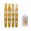 4PCS/Set Stainless Steel Eyebrow Tweezers Pointed Tip Multifunctional Eyelash Tweezers Oblique Mouth Portable