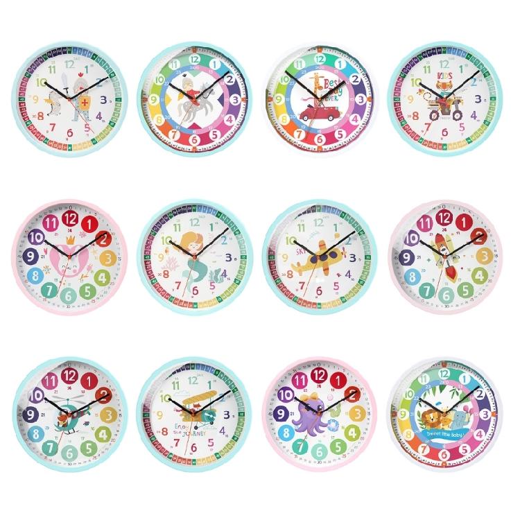 10inch Kids Learnings Clock, Kids Clock for Bedrooms, Playrooms Wall Decors