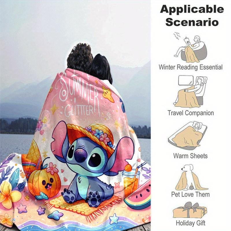 1pc Cute Stitch Printing Blanket - Soft, All-Season Throw for Living Room, Bedroom,Personalized Gift with Adorable Cartoon Design