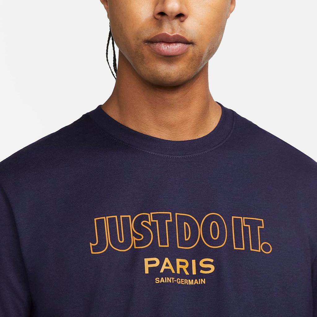 Nike Solid Color Letter Print Round Neck Straight Short Sleeve T-Shirt Men Tops Dark-Blue FD1048-498