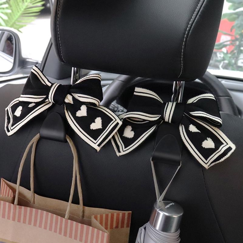 Universal Lovely Bowknot Car Hooks Back Vehicle Headrest Organizers Storage Stylish & Practical Accessories ABS Hook