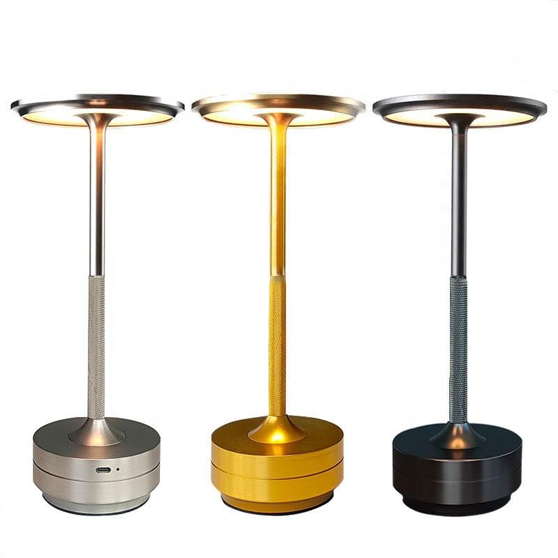 Hotel High-End Luxury Cordless Rechargeable Aluminum Metal Touch Hotel Bar Living Room Reading Decoration Led Desk