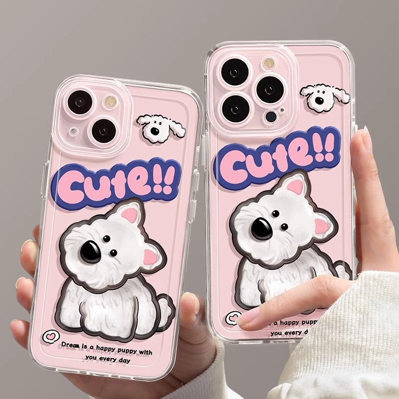 Crooked head puppy iPhone17 mobile phone case 17promax new 17pro transparent tpu women's Air advanced 16