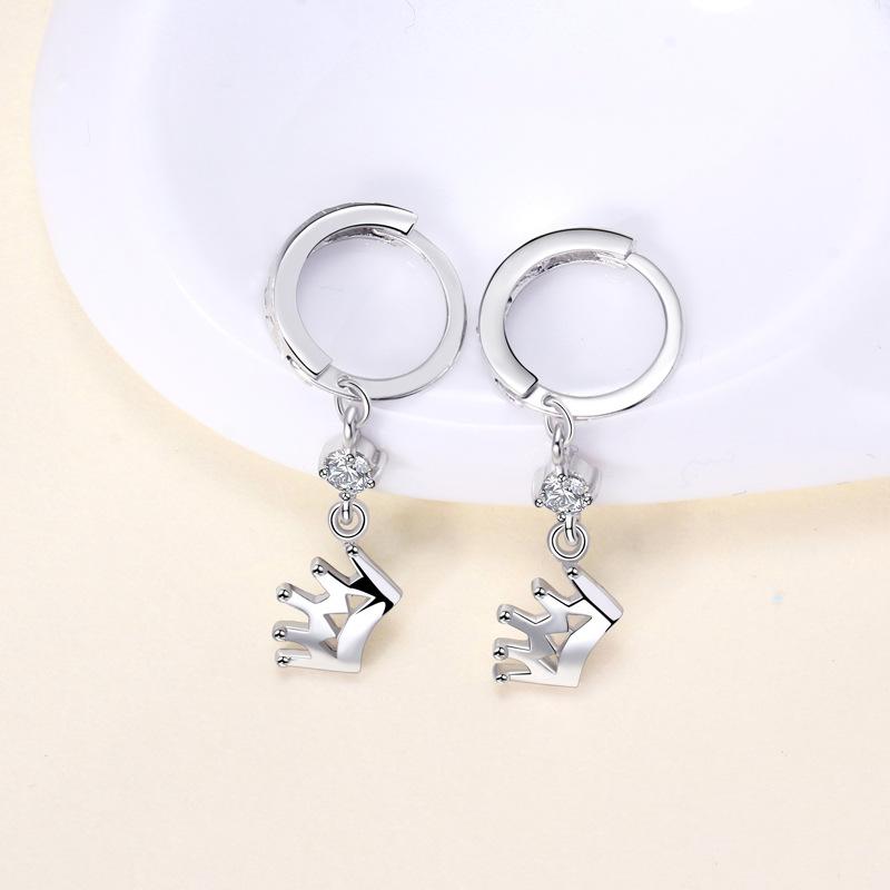 Crown Ear Buckle Women's Personality Super Flash Car Flower Fashion High Sense Earrings Versatile Jewelry Gift