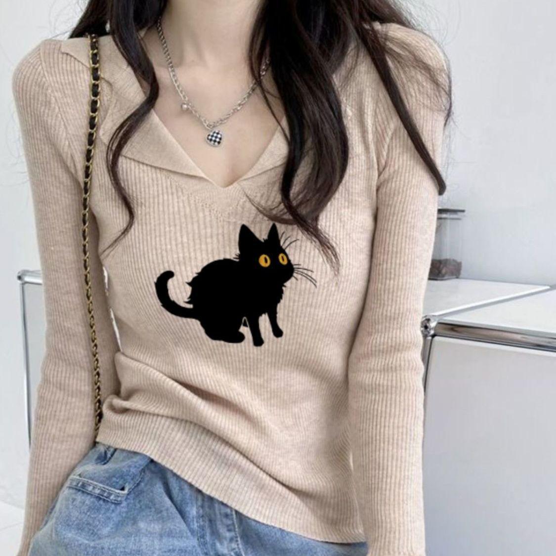 

Ретро Высококачественный Вязаный Свитер Maillard - Приталенный Топ с Длинным Рукавом для Стильного Осенне-Зимнего Образа One Size абрикосовый