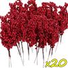 50/1pcs Christmas Red Holly Berry Stem Artificial Berries Branches DIY Flowers Plant Garland New Year Party Home Decor Ornaments