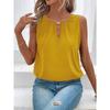 Nuova camicetta estiva ampia senza maniche con scollo rotondo da donna, camicia casual da ufficio alla moda, canotta a tinta unita, elegante, sexy, semplice, con intagli, top e canotta.