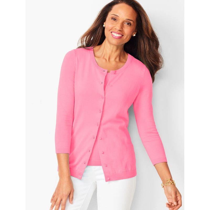 

Cotton Elastic Nine-Quarter Sleeve Chubby Girl Fashion Plaid Easiest for Match Cardigan Peach L